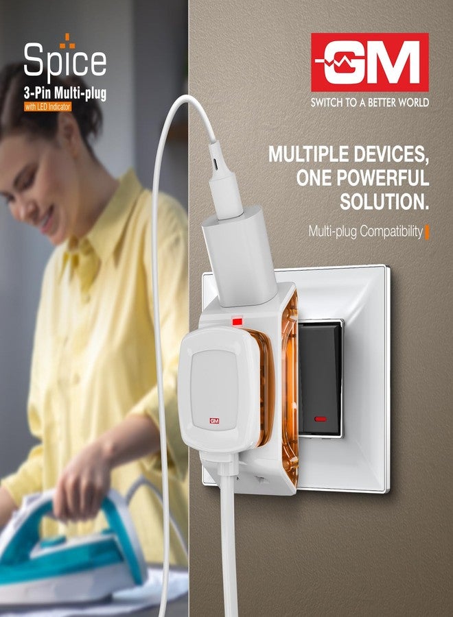 جنرال موتورز محول سفر متعدد المنافذ GM بقوة 6 أمبير وثلاثة دبابيس مع مقبس عالمي | يدعم المقابس ثنائية وثلاثية الدبابيس | منافذ شحن متعددة | يشحن الهواتف الذكية وأجهزة الكمبيوتر المحمولة وغيرها من الأجهزة | صغير الحجم وموثوق 3017 - Image 4